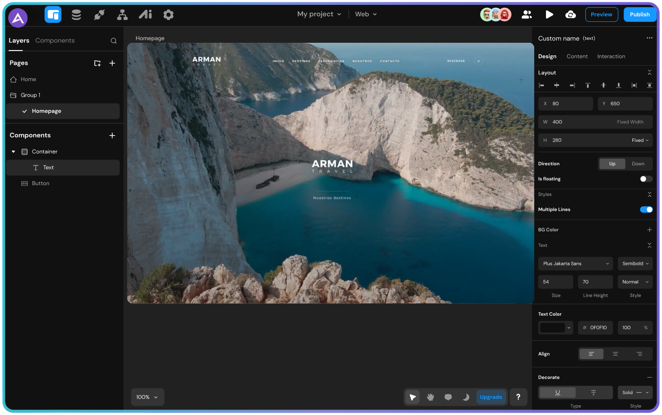 Editor visual de Arman Solutions